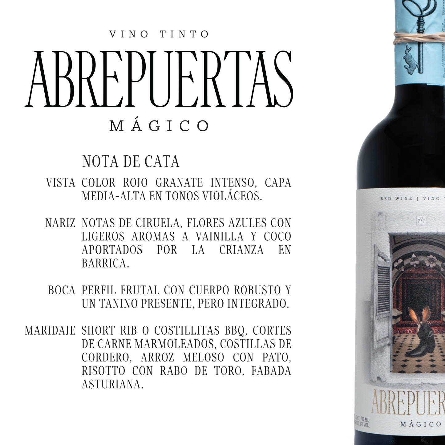 Abrepuertas Mágico – 750 ml de Vino Tinto